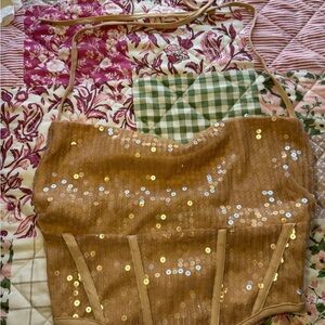 PrettyLittleThing Gold Sequin Top